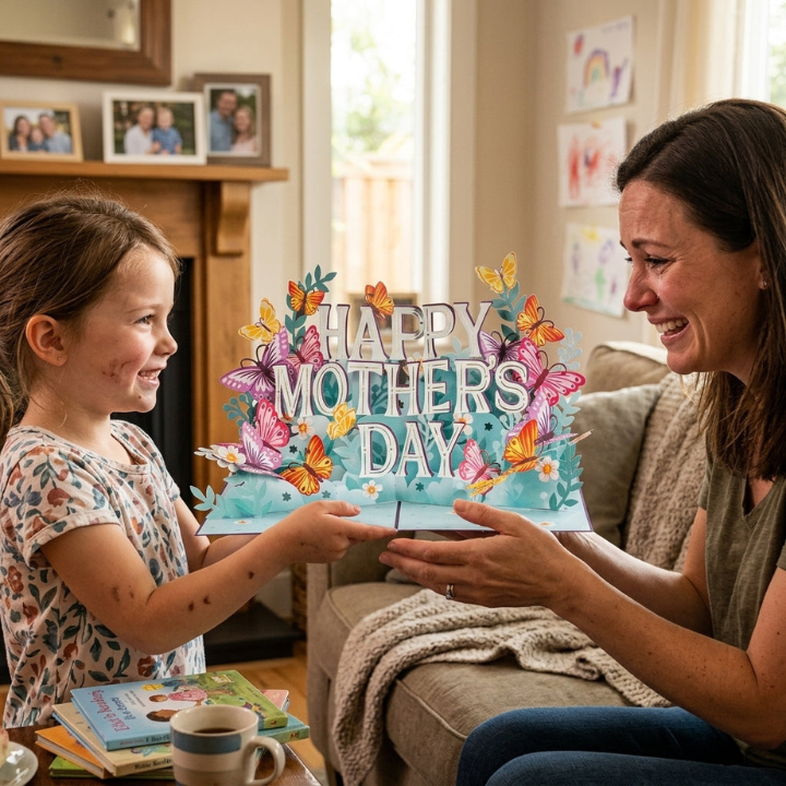 Paper Love Mother's Day Card, Happy Mothers Day Pop Up Card 3D Design