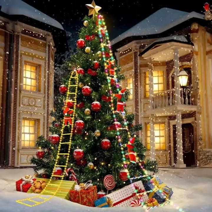 Christmas Ladder Decoration Lights With Santa Claus