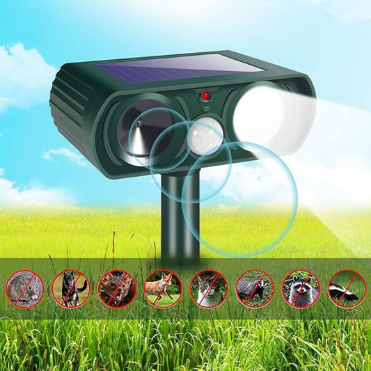 Scare Away Animals and Thieves with Light and Sound – 24/7 Eco-Friendly Security