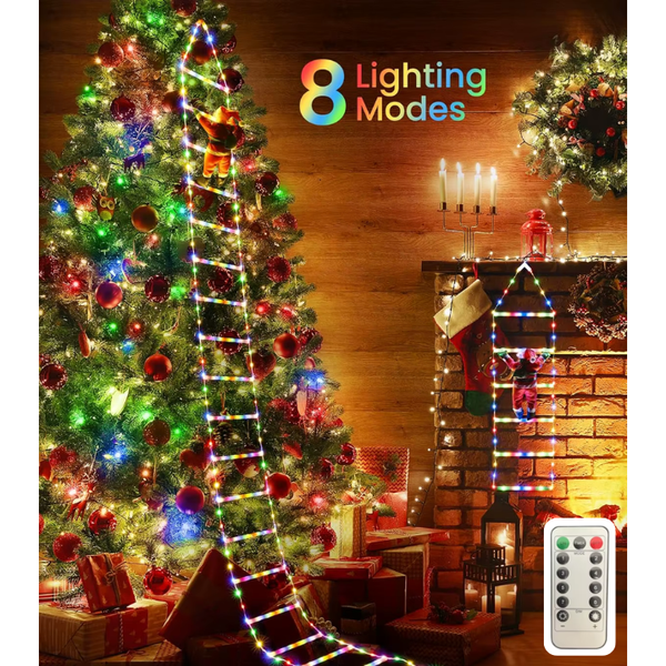 Christmas Ladder Decoration Lights With Santa Claus