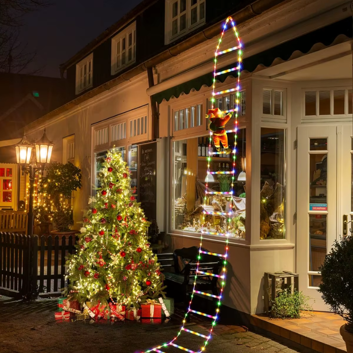 Christmas Ladder Decoration Lights With Santa Claus