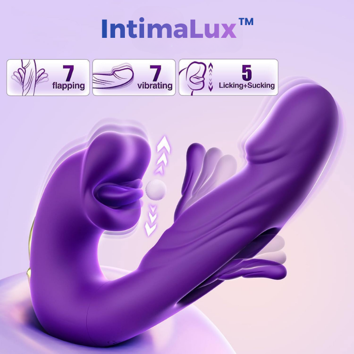 IntimaLux™ G-Spot Vibrator Female Sex Toy, featuring 7 slapping vibration modes and 5 licking/sucking modes.