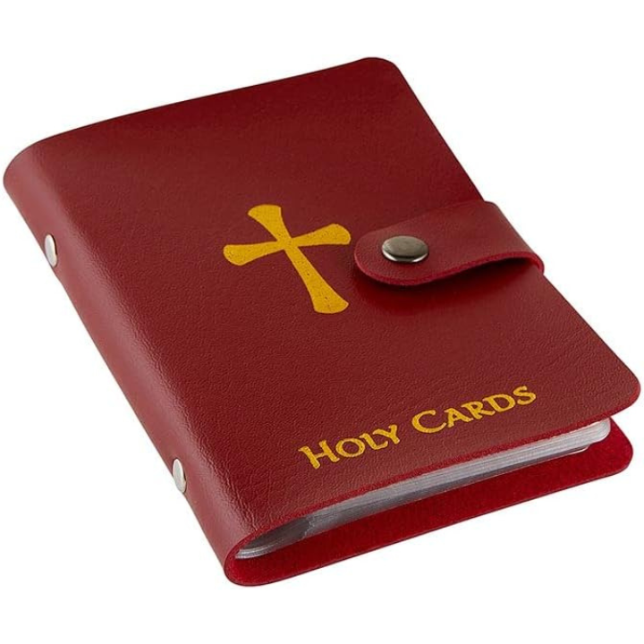 ✝️ Catholic Genuine Leather Holy Card Holder – Pocket Prayer Card Organizer with Snap Closure