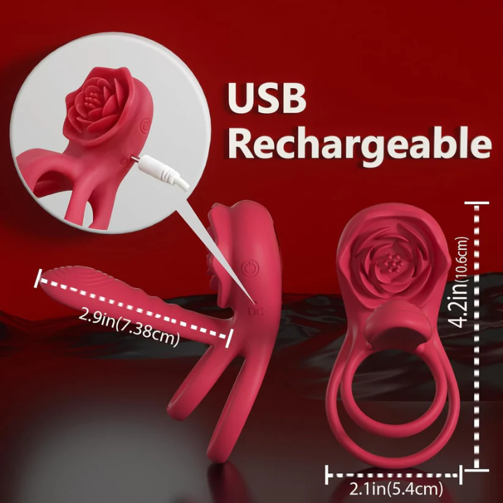 Veloura™ The Ultimate Tongue Licking &amp; Sucking Rose Vibrator – 2-in-1 Clitoral Stimulator &amp; Deep G-Spot Massager, 9 Intense Orgasm Modes, Dual Motor Power for Blasting Climaxes, 100% Waterproof &amp; Silky Silicone Veloura™