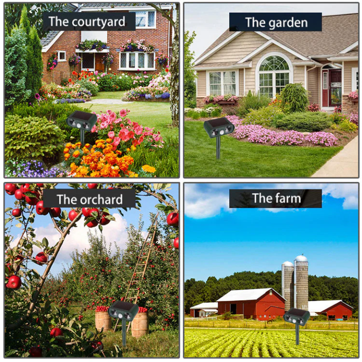 Scare Away Animals and Thieves with Light and Sound – 24/7 Eco-Friendly Security