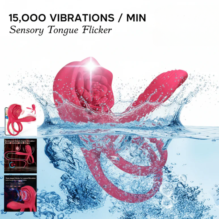 Veloura™ The Ultimate Tongue Licking &amp; Sucking Rose Vibrator – 2-in-1 Clitoral Stimulator &amp; Deep G-Spot Massager, 9 Intense Orgasm Modes, Dual Motor Power for Blasting Climaxes, 100% Waterproof &amp; Silky Silicone Veloura™