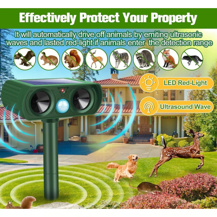 Scare Away Animals and Thieves with Light and Sound – 24/7 Eco-Friendly Security
