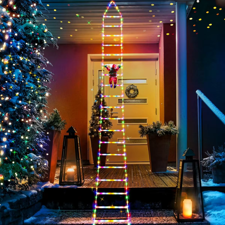 Christmas Ladder Decoration Lights With Santa Claus