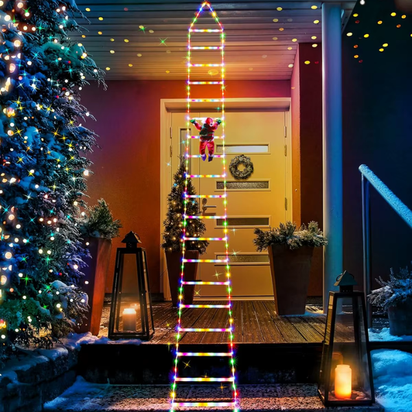 Christmas Ladder Decoration Lights With Santa Claus