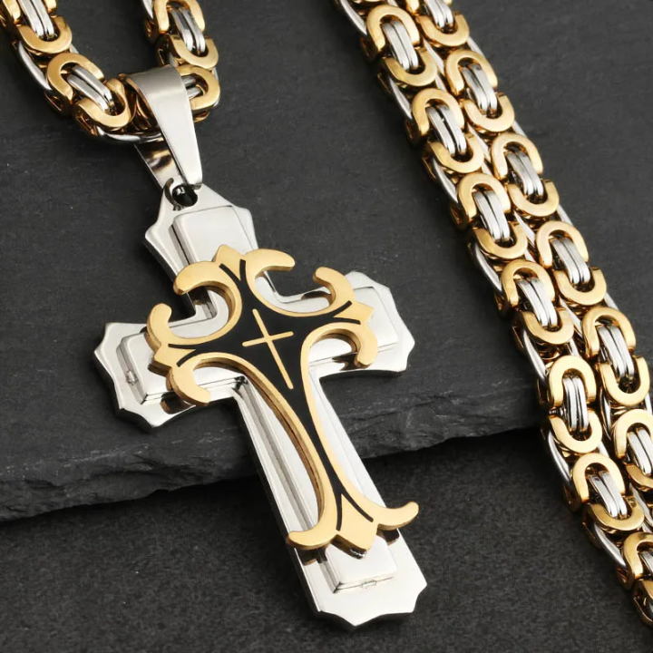 Latin Trinity Christian Cross Necklace - Multilayered
