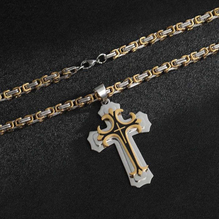 Latin Trinity Christian Cross Necklace - Multilayered