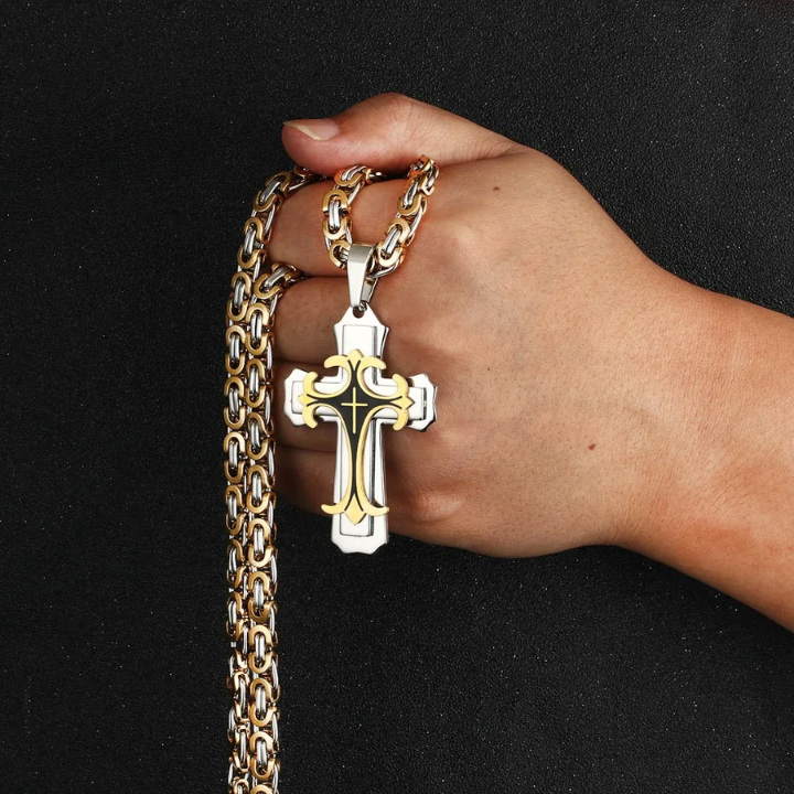 Latin Trinity Christian Cross Necklace - Multilayered
