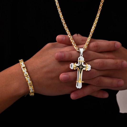 Latin Trinity Christian Cross Necklace - Multilayered
