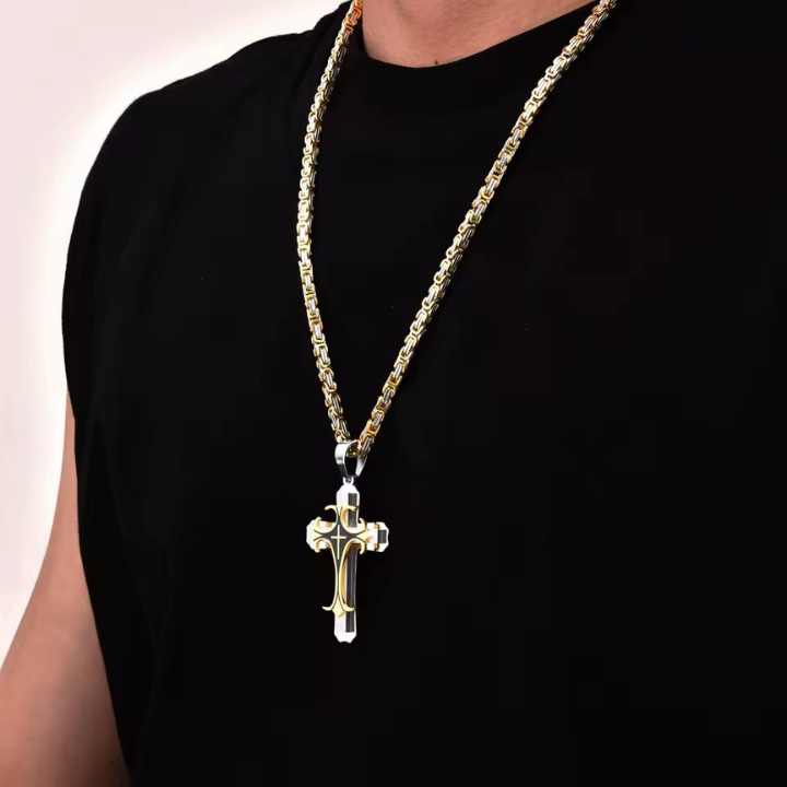 Latin Trinity Christian Cross Necklace - Multilayered