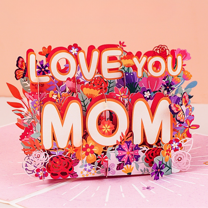 Paper Love Mother's Day Card, Happy Mothers Day Pop Up Card 3D Design