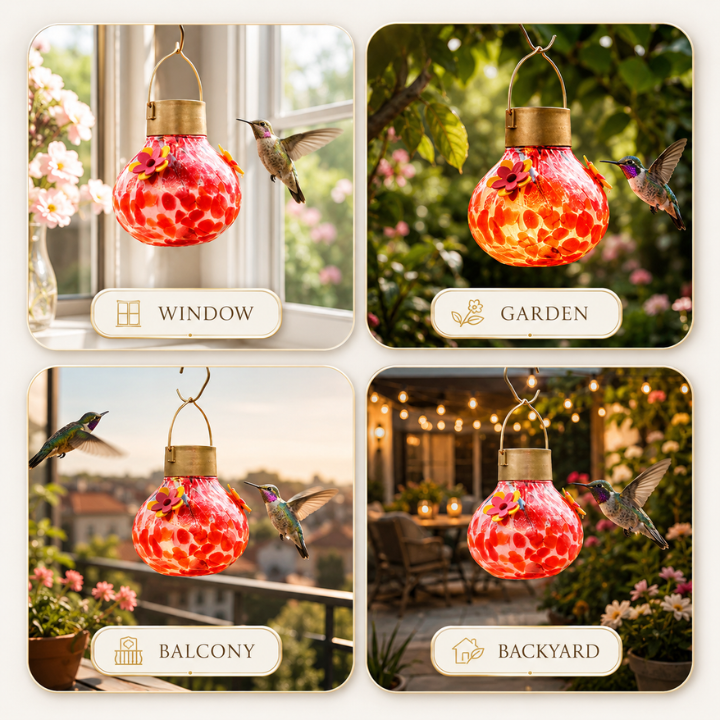 LumiBird™ Solar Hummingbird Feeder with Night Light
