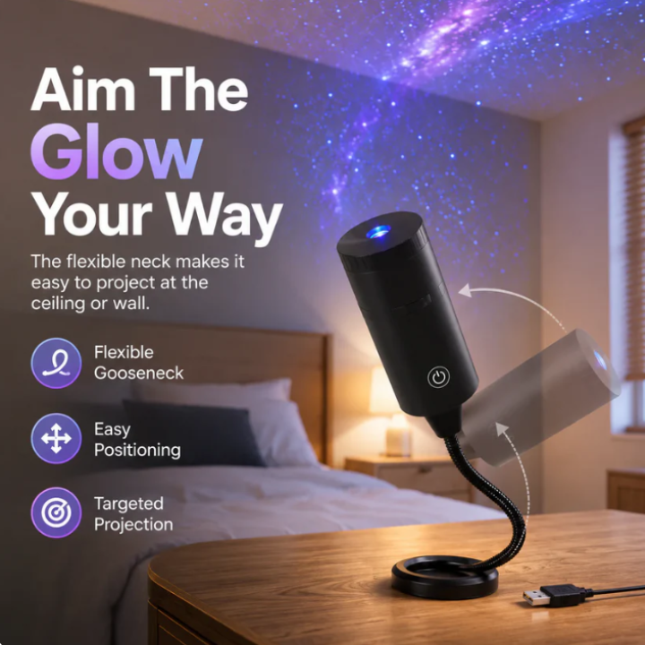 LumiNova™ Plug-&-Play HD Star Projector – 11 Galaxy, Butterfly & Ocean Scenes
