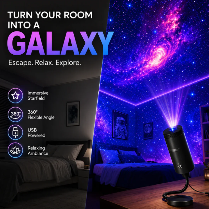 LumiNova™ Plug-&-Play HD Star Projector – 11 Galaxy, Butterfly & Ocean Scenes