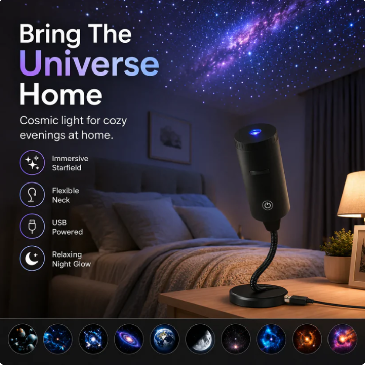 LumiNova™ Plug-&-Play HD Star Projector – 11 Galaxy, Butterfly & Ocean Scenes