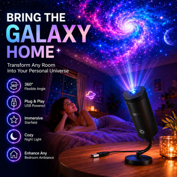LumiNova™ Plug-&-Play HD Star Projector – 11 Galaxy, Butterfly & Ocean Scenes