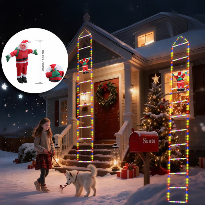 Christmas Ladder Decoration Lights With Santa Claus
