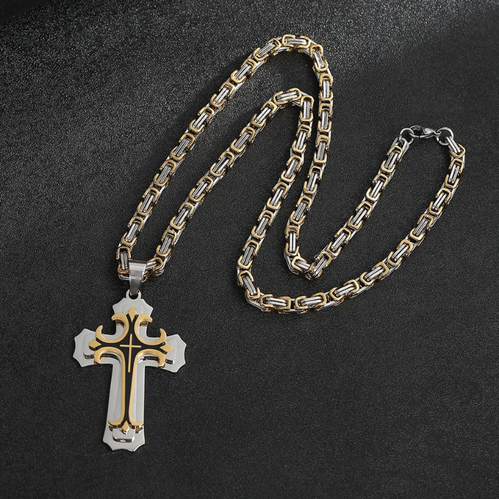 Latin Trinity Christian Cross Necklace - Multilayered