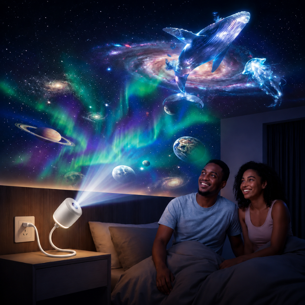LumiNova™ Plug-&-Play HD Star Projector – 11 Galaxy, Butterfly & Ocean Scenes