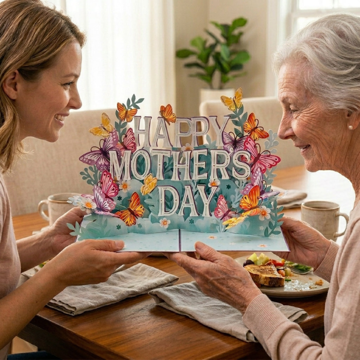 Paper Love Mother's Day Card, Happy Mothers Day Pop Up Card 3D Design